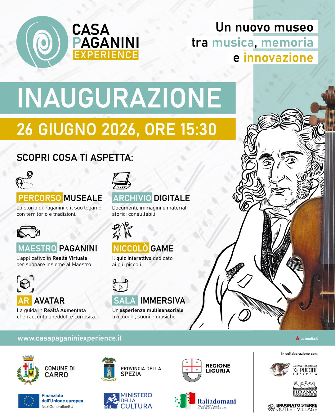 Locandina inaugurazione Casa Paganini Experience